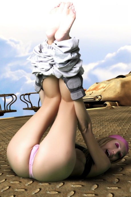 Tall girl pulls down her thong while wearing a tube top and skullcap 42879403